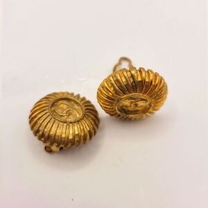 Chanel CC Gold Plated Clip On Earrings